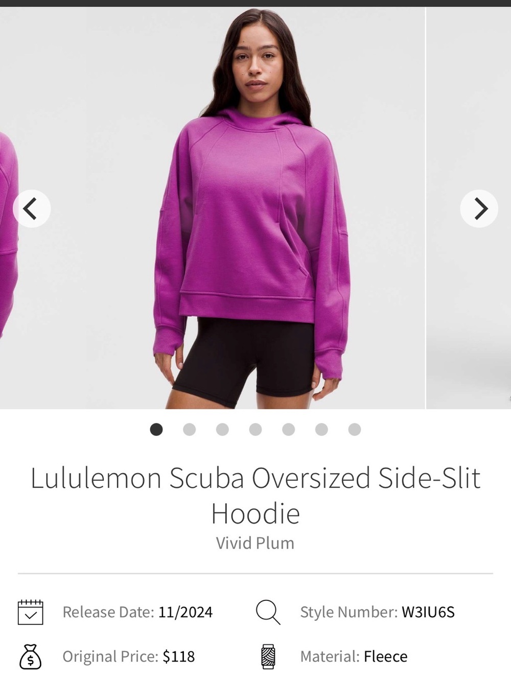 Lululemon scuba oversized side slit hoodie size M/L vivid plum
